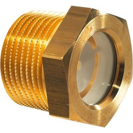 J.W. WINCO Brass Fluid Level Sight w/ ESG Glass w/ Reflector - R 3/4" Conical Thread - J.W. Winco 11CSMC